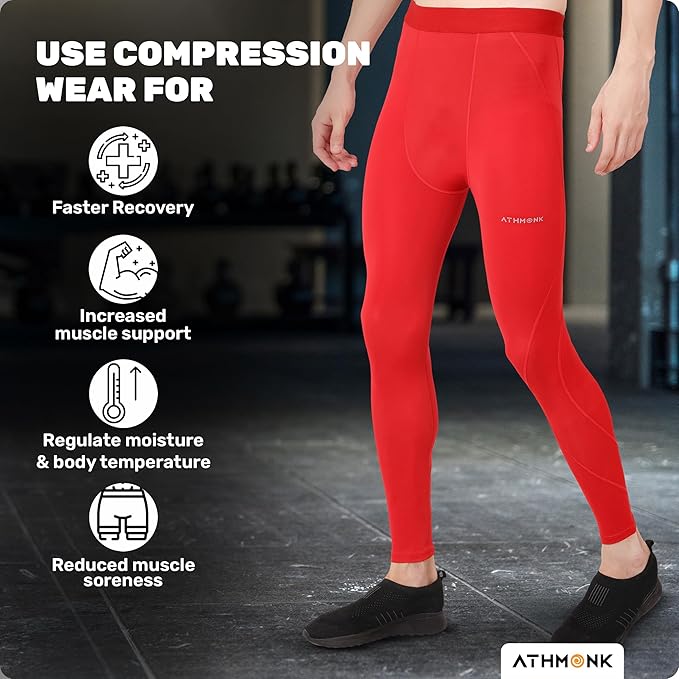 Athmonk Compression Nylon Lycra Lower Leggings Tights Yoga Pants for Men
